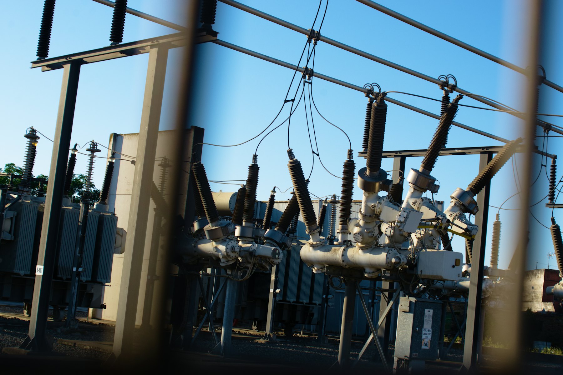Electrical substation with transformers and power lines