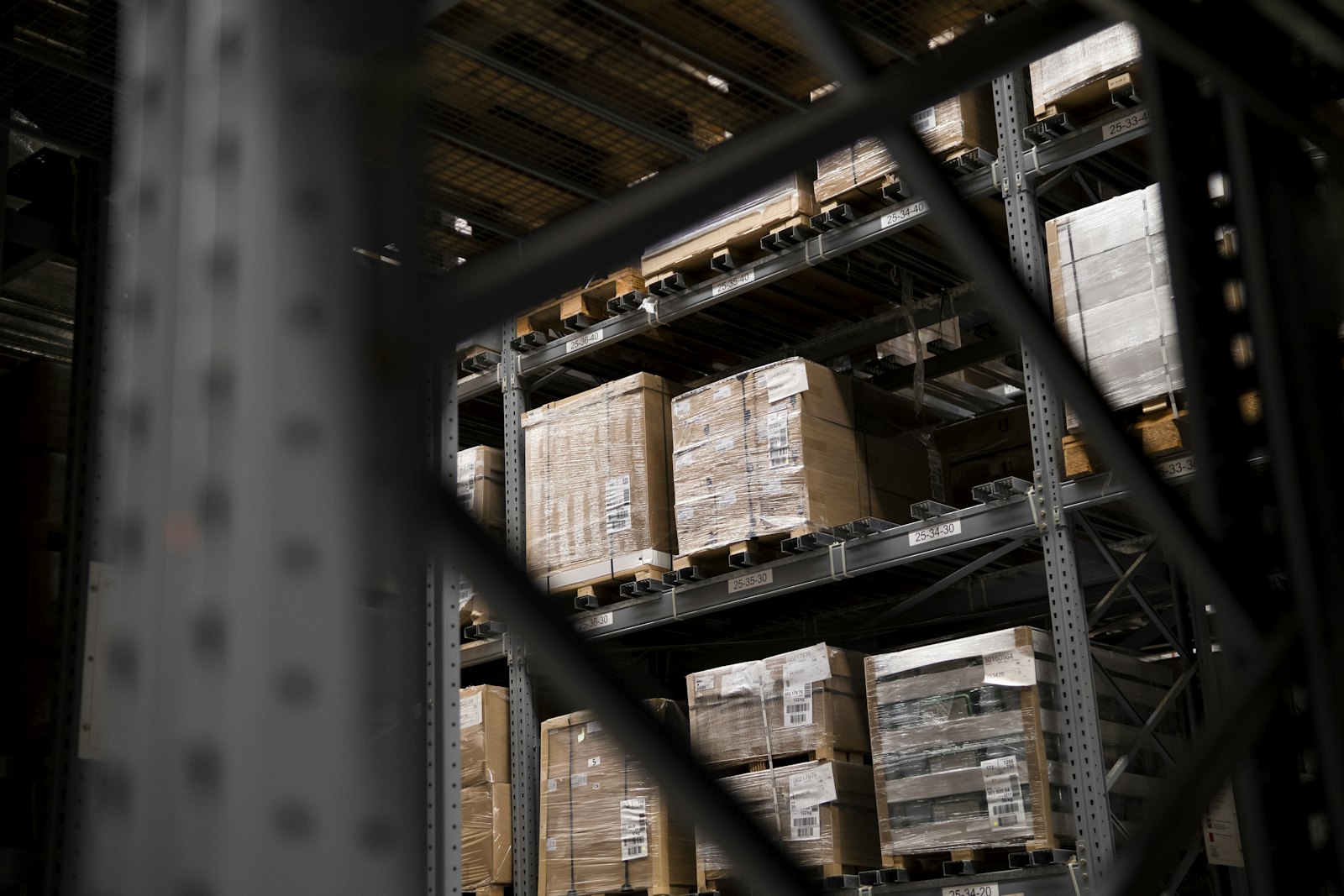Warehouse filled with pallets and stacked boxes